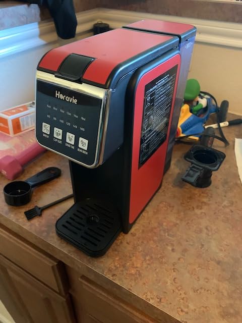Horavie Single Serve Coffee Maker with Built-in Grinder, Fast Brew 6-16oz Single Cup for Whole Beans, Grounds, K Pod, Grind and Brew Coffee Maker with 47oz Water Tank, Descaling Alert, Black customer photo 1