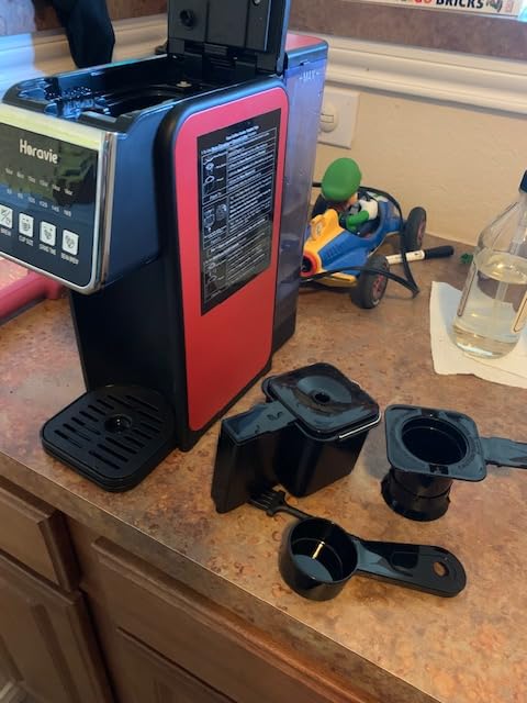 Horavie Single Serve Coffee Maker with Built-in Grinder, Fast Brew 6-16oz Single Cup for Whole Beans, Grounds, K Pod, Grind and Brew Coffee Maker with 47oz Water Tank, Descaling Alert, Black customer photo 2