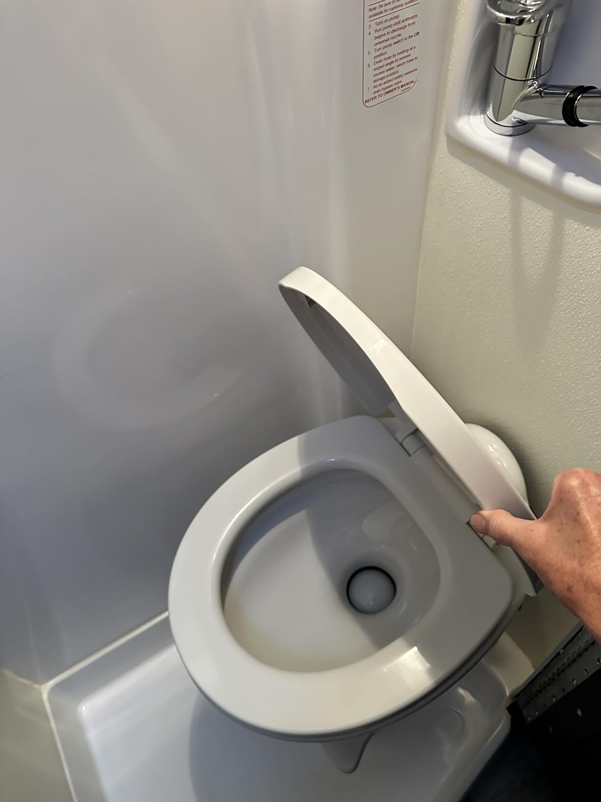 Thetford 42058 Aqua-Magic Style II RV Toilet, White, High Profile | Full china bowl with polymer body, dual action foot flush, full-size residential seat, floor mounted customer photo 1