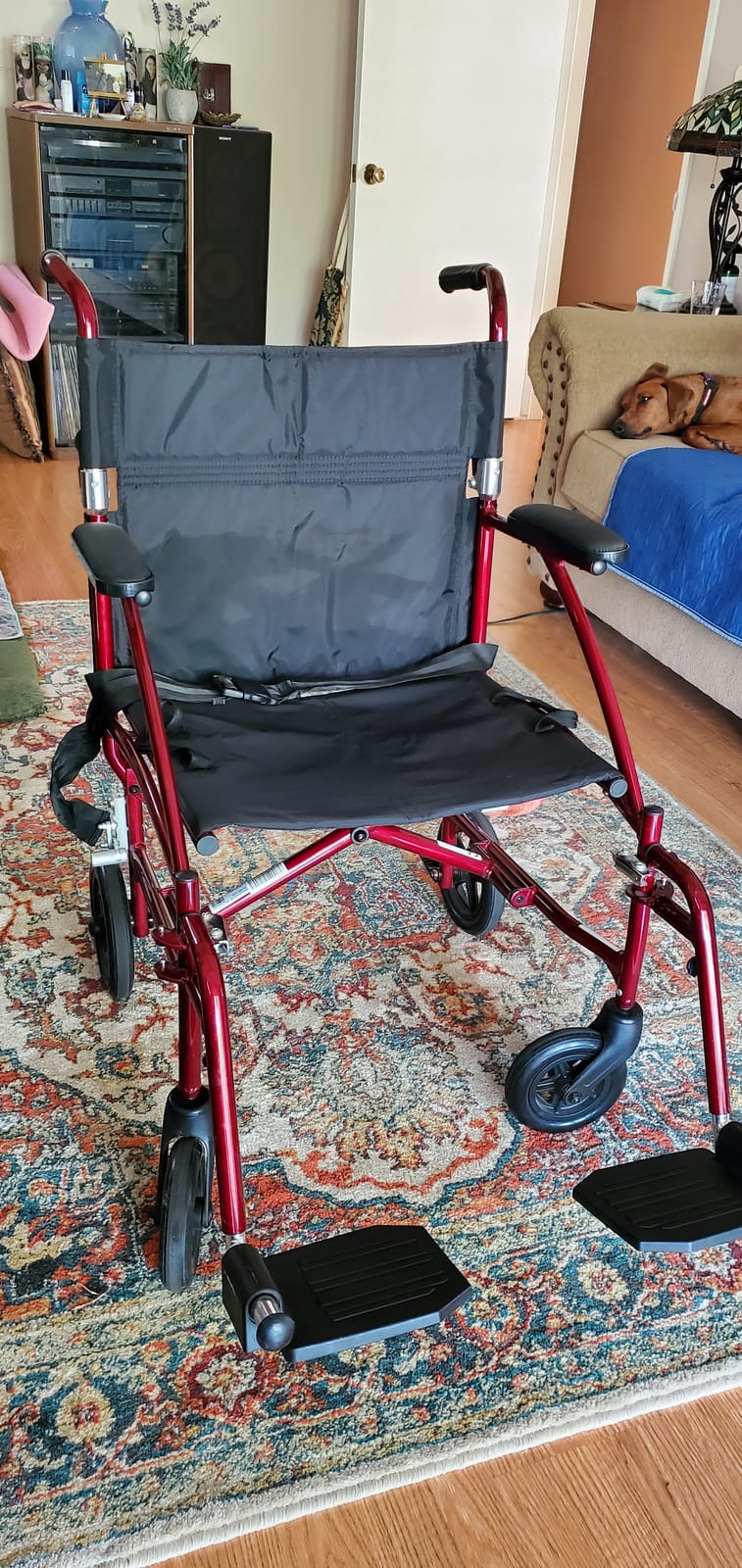 Drive Medical Fly-Lite Lightweight Folding Transport Wheelchair, Black | Folding Transport Wheelchair Offers Swing-Away Footrests for Easy Transfers and Lightweight Portability On the Go customer photo 1