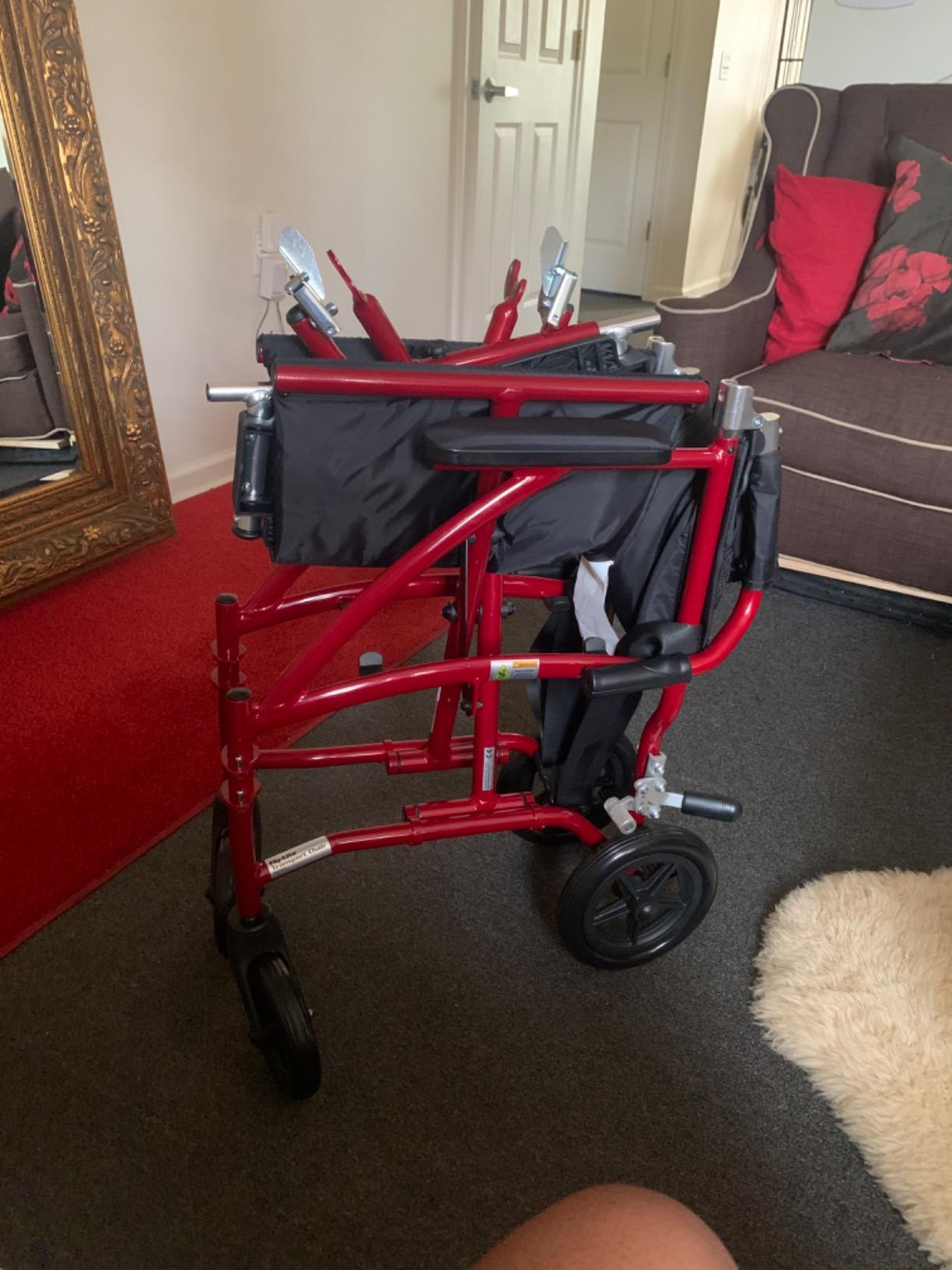 Drive Medical Fly-Lite Lightweight Folding Transport Wheelchair, Black | Folding Transport Wheelchair Offers Swing-Away Footrests for Easy Transfers and Lightweight Portability On the Go customer photo 2