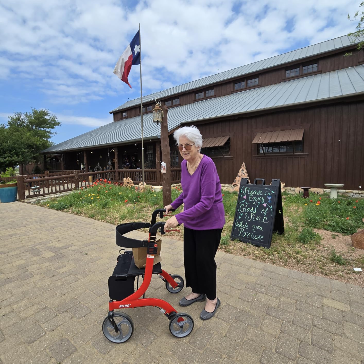 Drive Medical RTL10266 Nitro Euro-Style 4-Wheel Rollator with Seat, Red | Euro-Style 4-Wheel Rollator Walker with Seat for Comfortable, Convenient Everyday Mobility Support and Ease customer photo 2