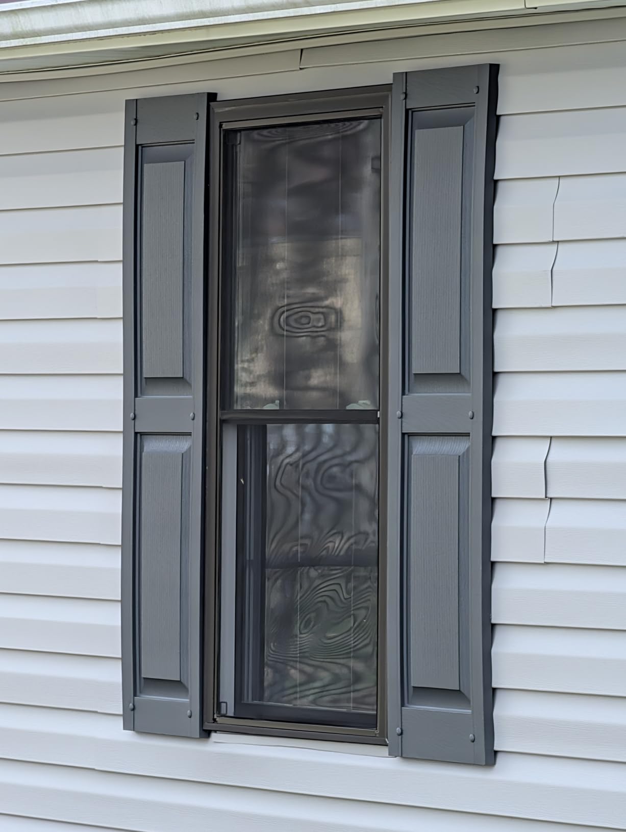 Exterior Solutions Standard Raised Panel Exterior Vinyl Shutters, Black (Pair), 15 Inch x 35 Inch customer photo 1