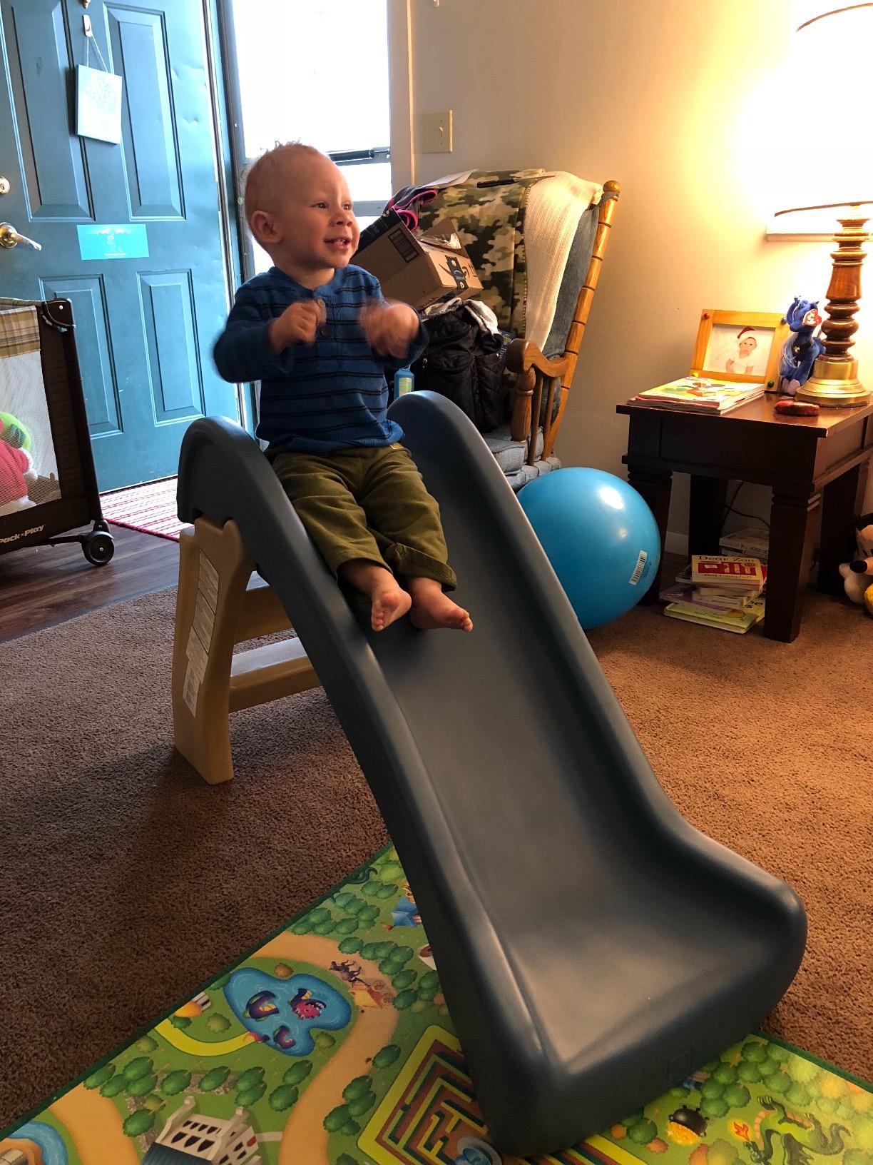 Step2 Play & Fold Junior Slide, Kids Indoor/Outdoor Play Slide, Backyard Playground Set, Easy Grip, Wide Ladder, Outside Jungle Gym, For Toddlers 1.5-4 Years Old customer photo 2