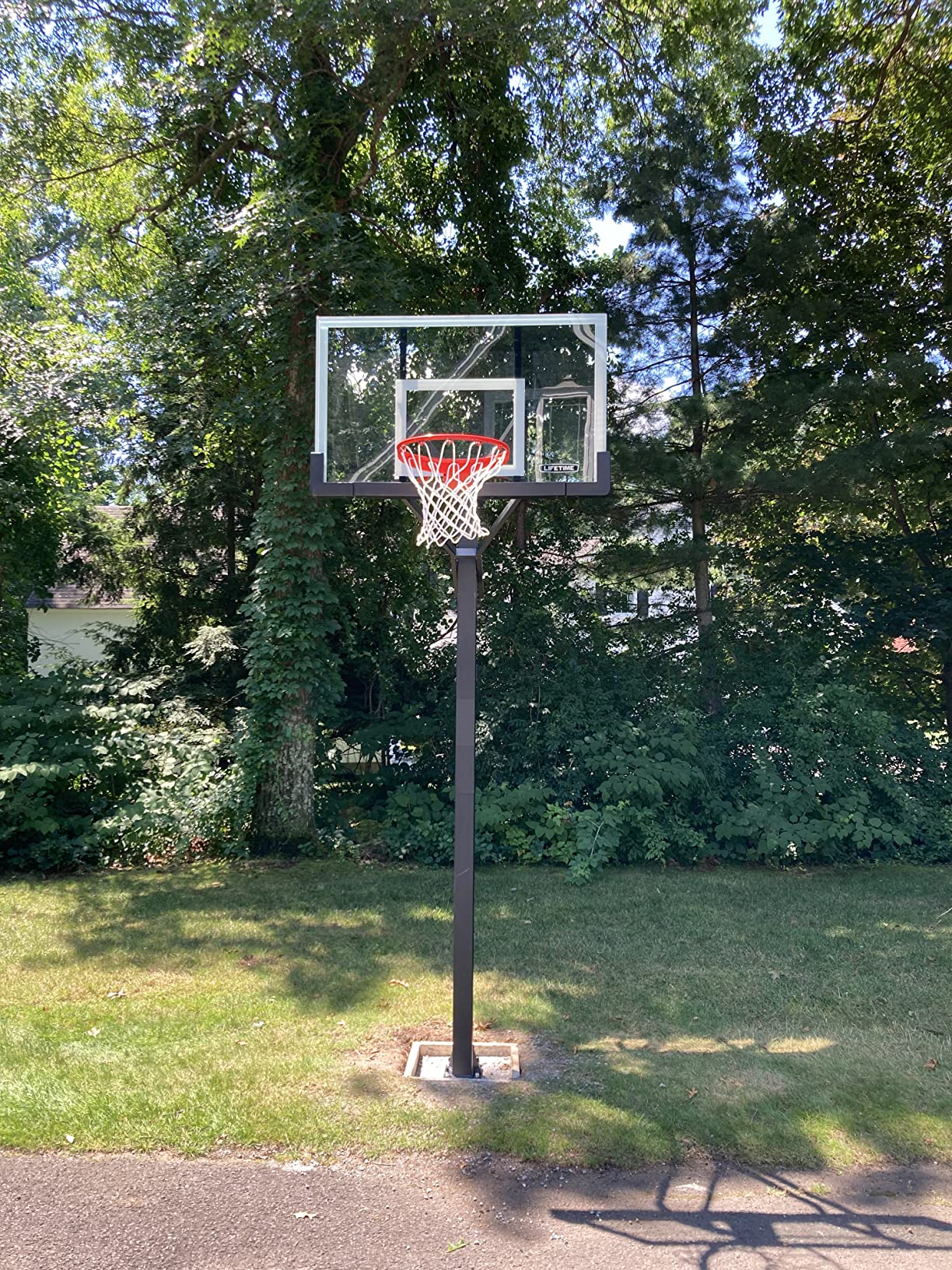 LIFETIME Products Crank Adjust In Ground Basketball Tempered Glass Backboard customer photo 1