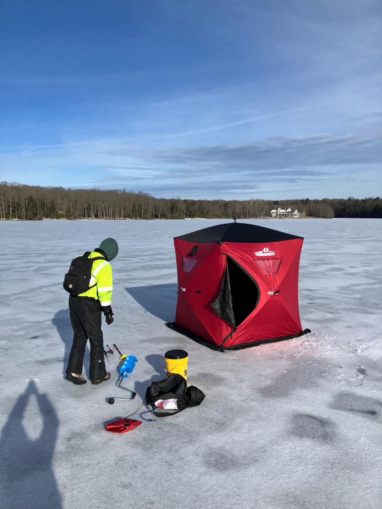 THUNDERBAY Ice Cube 2-4 Man Portable Ice Shelter, 24/34 Square Feet of Fishable Area, Portable 2-3 Person Ice Shanty customer photo 1