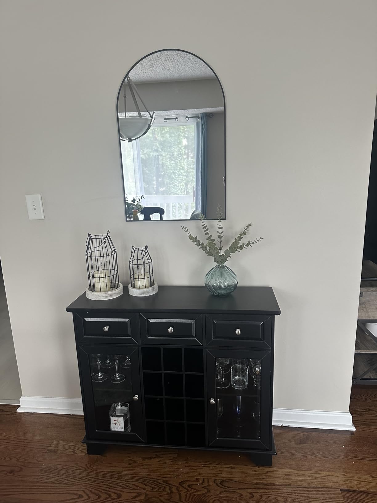 Kings Brand Furniture Buffet Server Sideboard Cabinet with 12-Bottle Wine Rack, Metal Handles, 2 Cabinets, 3 Drawers, 4 Shelves, Freestanding Storage for Dining Room Kitchen Living Room, Black customer photo 2