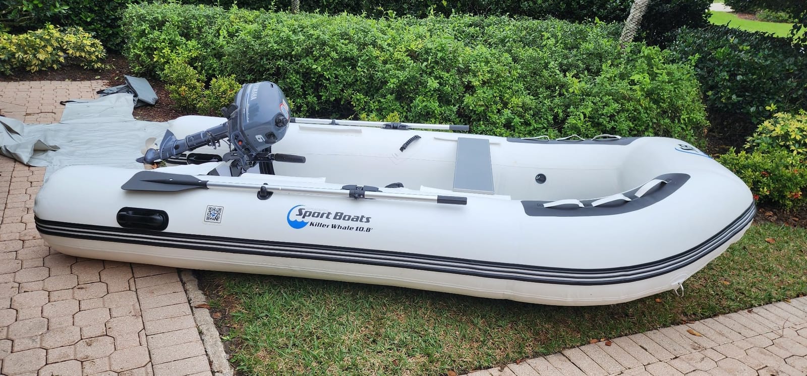 Killer Whale 10.8' Inflatable Dinghy | Aluminum Floor Dinghy with Durable Heat-Welded PVC | 5 Person Inflatable Dinghy | 15HP Motor Ready | Rigid aluminum hard floor | 5-person inflatable dinghy | 1,268 lb max load | 15HP | yacht tender customer photo 1