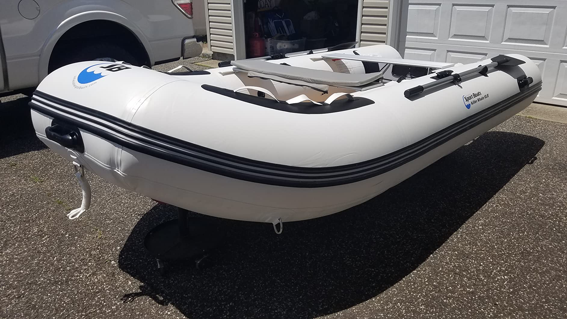Killer Whale 10.8' Inflatable Dinghy | Aluminum Floor Dinghy with Durable Heat-Welded PVC | 5 Person Inflatable Dinghy | 15HP Motor Ready | Rigid aluminum hard floor | 5-person inflatable dinghy | 1,268 lb max load | 15HP | yacht tender customer photo 2