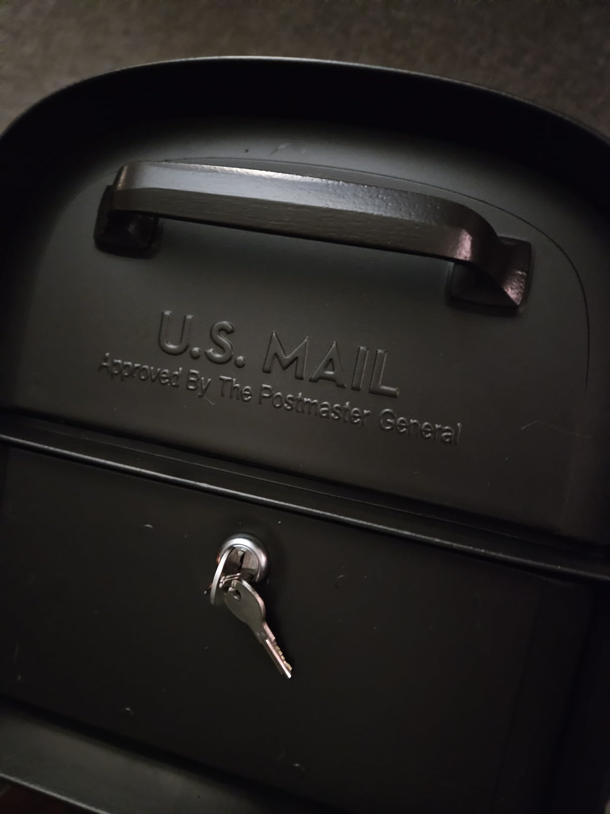 Architectural Mailboxes 6300B-10 Oasis 360 Locking Parcel Mailbox, Extra Large, Black, 6300B-10 | Galvanized steel build with a secure steel cam lock, dual access doors, and hopper delivery door. USPS approved. customer photo 1