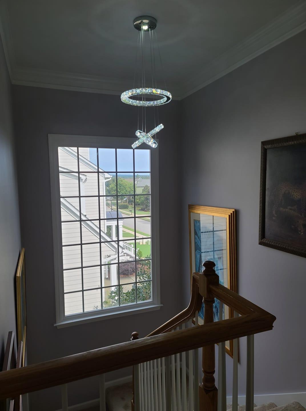 3-Ring Crystal LED Chandelier Modern Ring Pendant Light,47W Cool White (4500K-6000K) K9 Crystal&Stainless Steel, Adjustable Height for Dining Room Kitchen Island Living Room Foyer customer photo 1