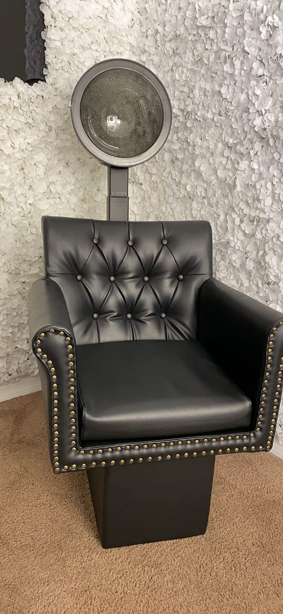 Buy-Rite Chelsea Professional Hair Dryer Chair Combo - 980W Commercial Salon Dryer & Tufted Extra Wide Chair, Nailhead Trim, Adjustable Hood - UL/CSA Approved - Black - NIN-9902DC&HL-1500-BLK customer photo 1