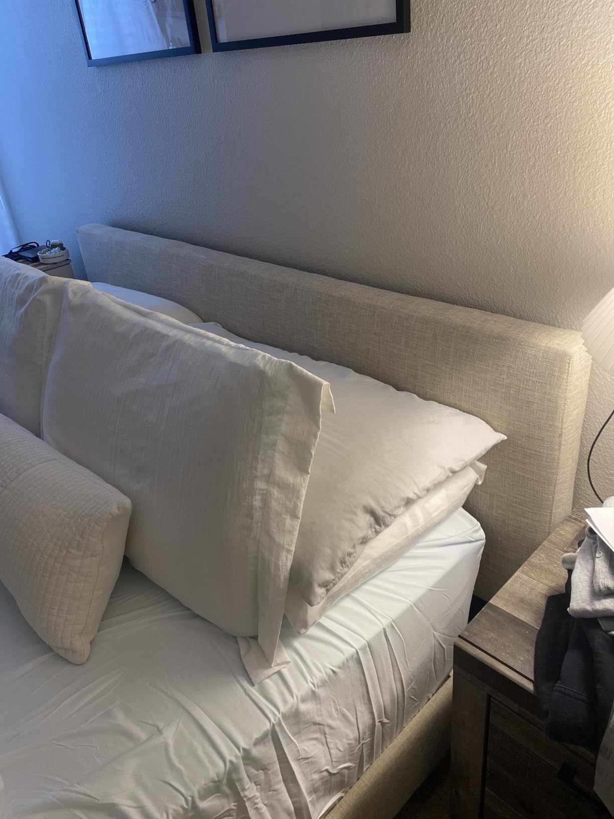 Modway Anya Upholstered Beige Platform Bed with Wood Slat Support in Queen customer photo 2