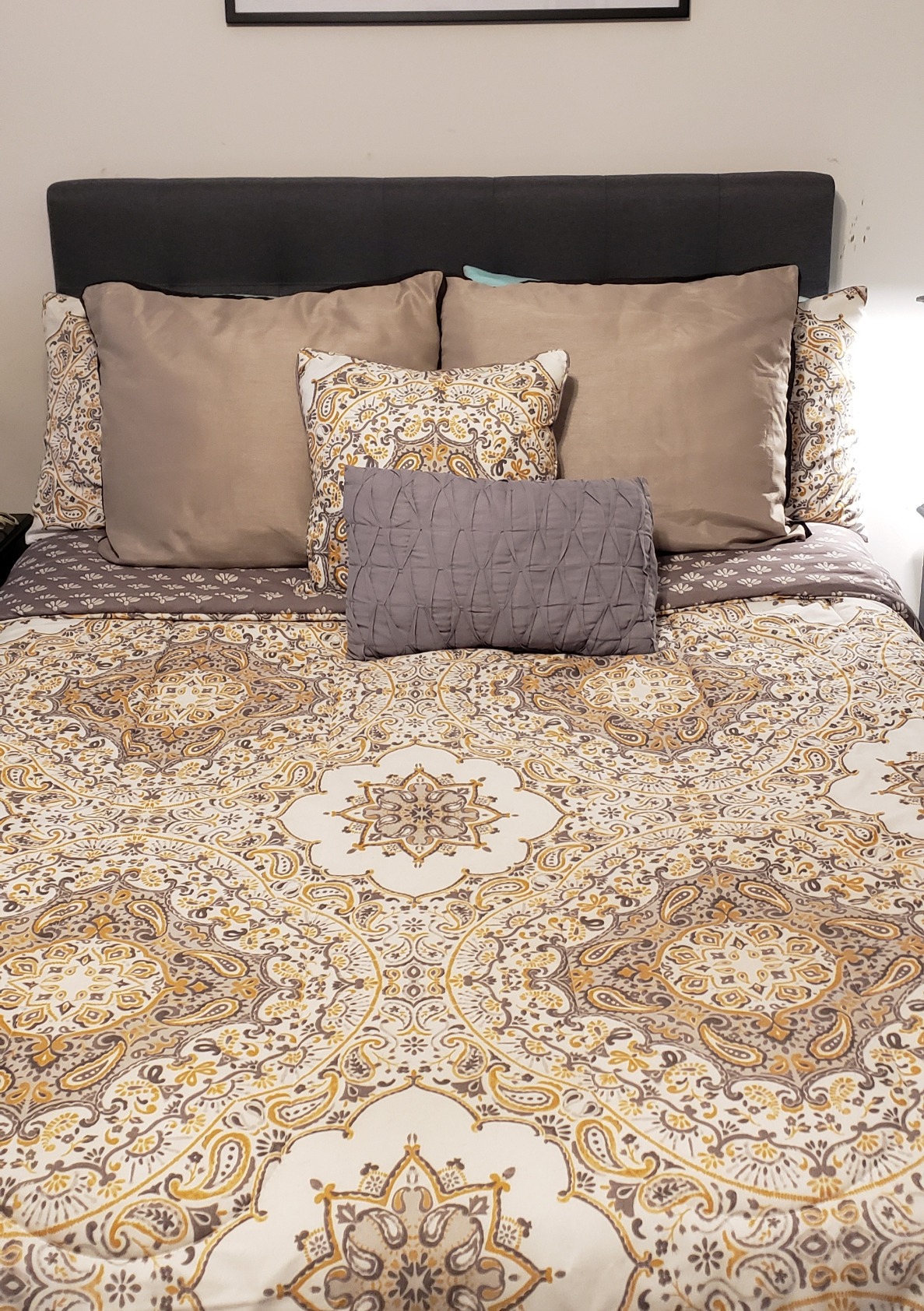 Flash Furniture Bedford Box Stitch Tufted Upholstered King Size Headboard in Beige Fabric customer photo 2