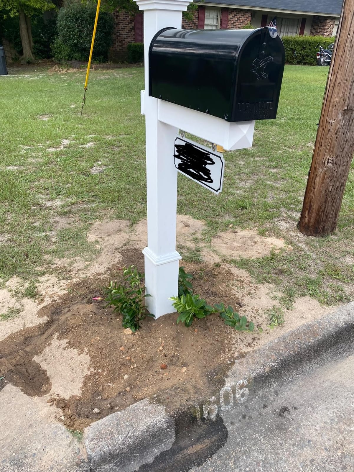4Ever Products White Vinyl Mailbox Post System with Black Steel Mailbox | Includes a heavy-duty steel mailbox and a white custom personalized street address plate for easy outdoor installation. customer photo 1