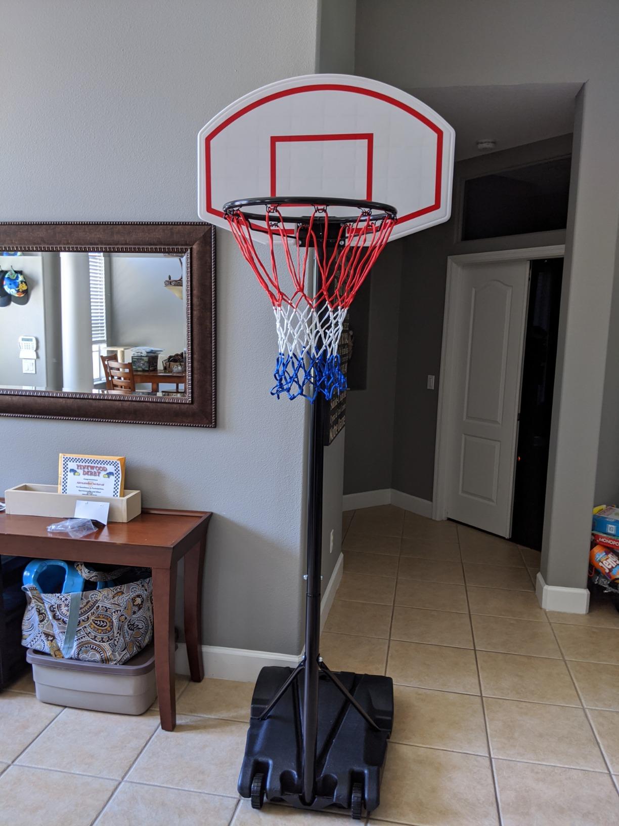 Kids Portable 5.4-7 Ft Height Adjustable Basketball Hoop Stand, 28 Inch Backboard, Basketball Goals Indoor/Outdoor customer photo 1