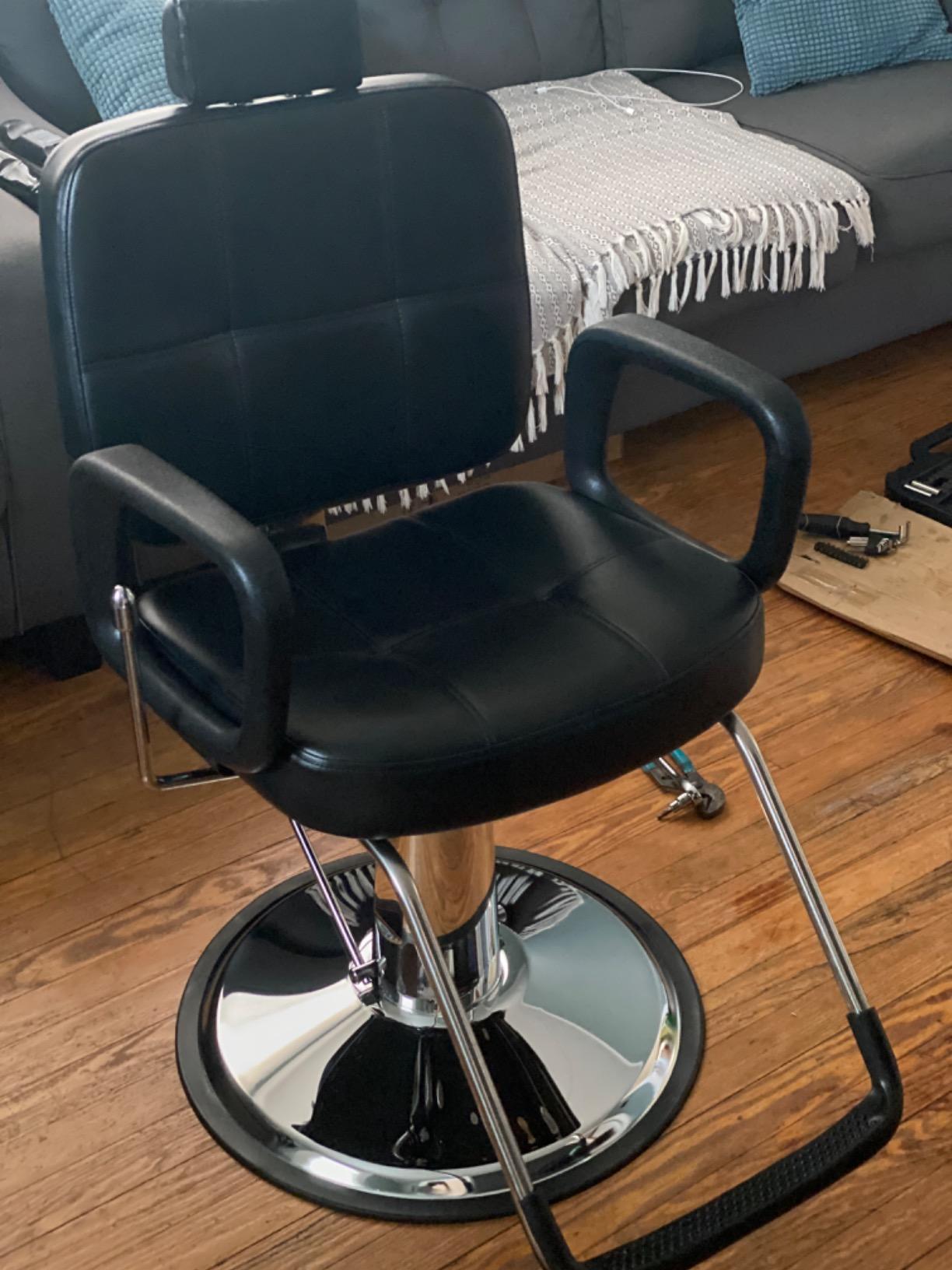 Hydraulic Reclining Barber Chair For Hair Stylist, Tattoo & Salon, Heavy Duty Hydraulic Chair With Reclining Backrest customer photo 2
