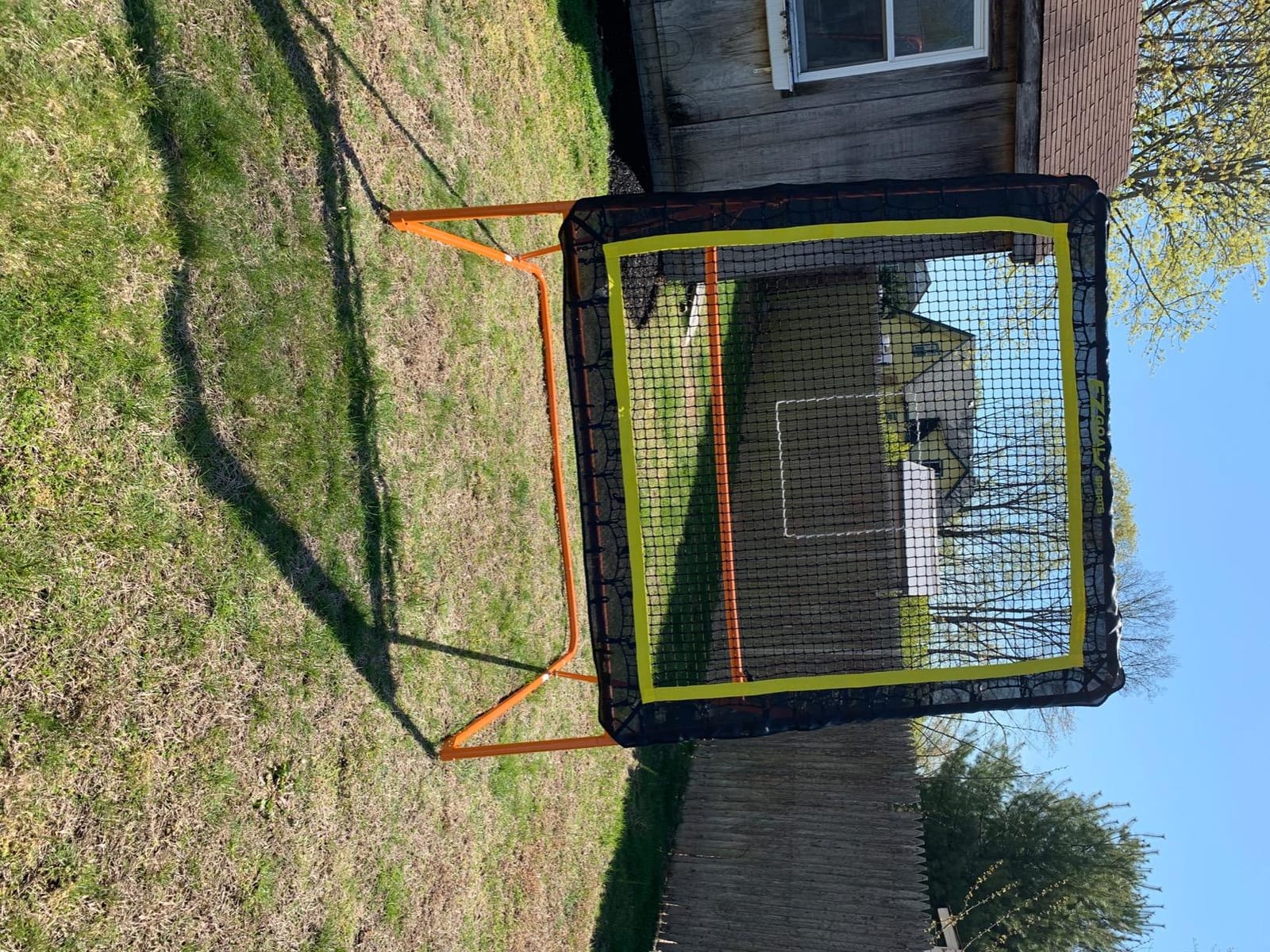 EZGoal 8'X6' Professional Folding Lacrosse Rebounder | LAX Throwback to Practice Your Passes and Catches,Orange customer photo 1