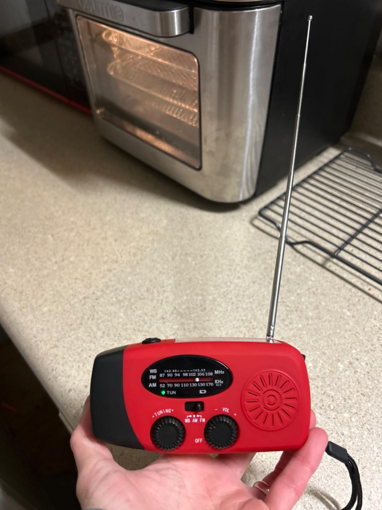 NOAA Solar Hand Crank Emergency Weather Radio with Built-in 2000mAh Battery | AM/FM Portable Radio, 3W LED Flashlight & SOS Alarm, Cell Phone Charger for Camping Hurricane Survival Gear customer photo 1