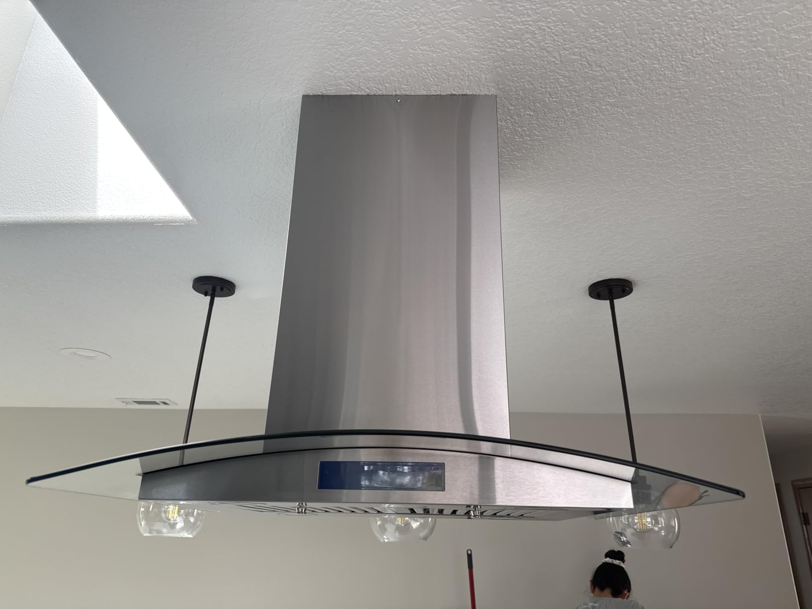 Cosmo 36 in. Lumin Coll 380 CFM Ducted Island Range Hood, LED, Stainless Steel | Soft Touch Controls, 3 Fan Speeds, Permanent Dishwasher-Safe Baffle Filters, Glass Visor customer photo 2