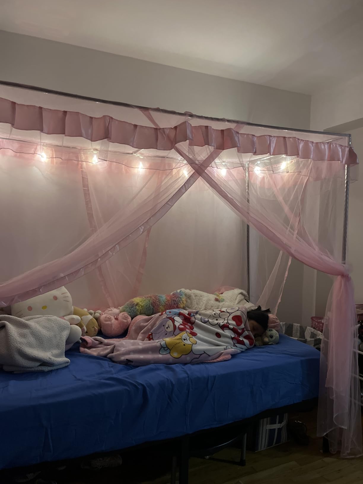 Mengersi 4 Corners Post Canopy Bed Curtains Canopy for Bed King Size - Royal Luxurious Mosquito Net Bedroom Decor (King, Coffee) customer photo 1