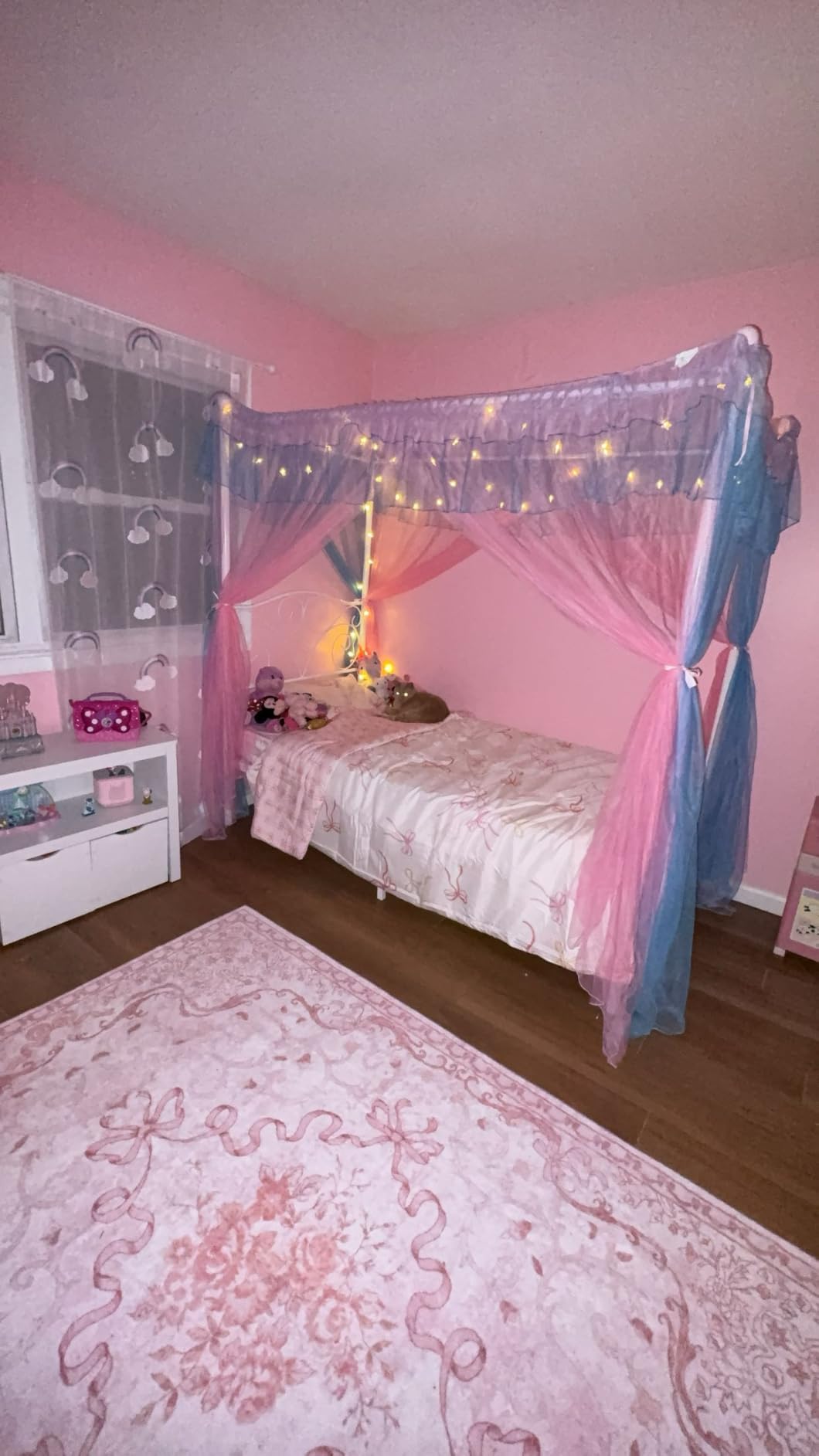 Mengersi 4 Corners Post Canopy Bed Curtains Canopy for Bed King Size - Royal Luxurious Mosquito Net Bedroom Decor (King, Coffee) customer photo 2