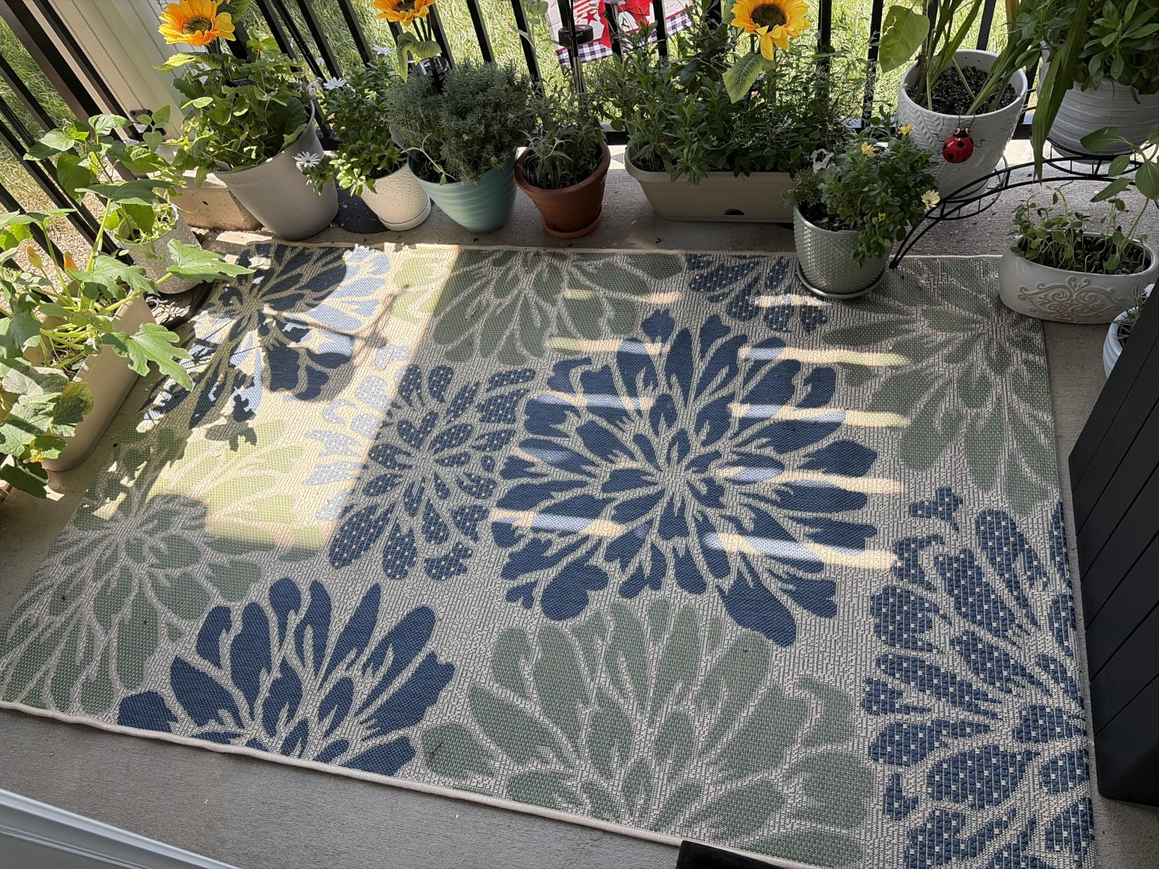 JONATHAN Y Traditional Oriental Indoor Outdoor Area Rug 8X10 Burgundy/Navy, Monida Textured Weave for Backyard, Patio, Porch, Easy-Cleaning, High Traffic, Pet-Friendly (M445D-8) customer photo 1