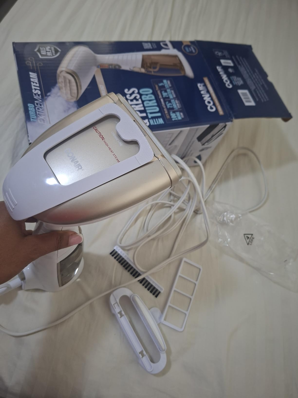 Conair Steamer for Clothes & Upholstery, Handheld, 3 Attachments, White customer photo 2
