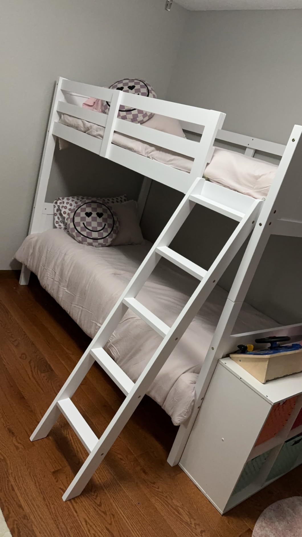 Costzon Wood Twin Over Twin Bunk Beds Convertible 2 Individual Twin Beds for Kids Children, Solid Rubberwood Bunk Bed with Ladder and Safety Rail (Espresso) customer photo 1
