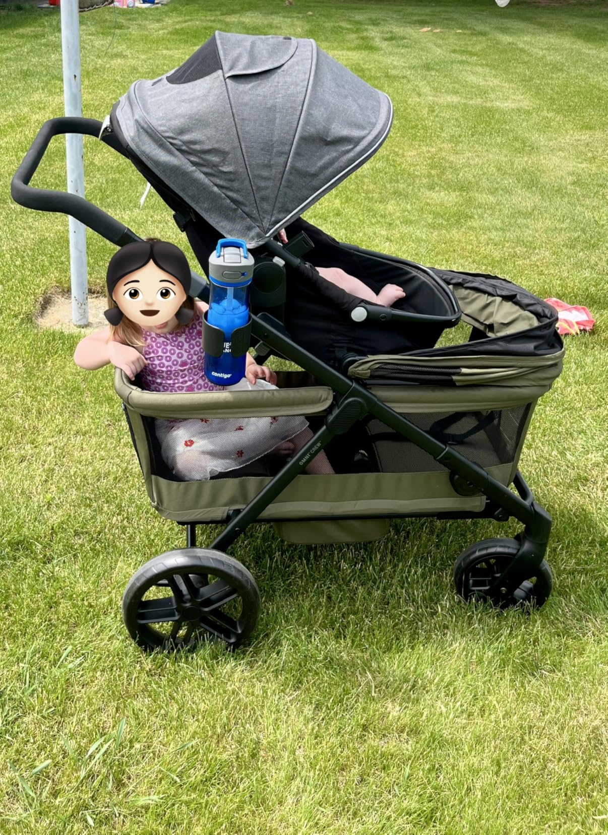 Evenflo Omni Crew 3-in-1 Stroller Wagon | Push & Pull Modes, Compatible with LiteMax, LiteMax NXT, Revolve180 & Shyft DualRide Car Seats (Licorice Black) customer photo 2