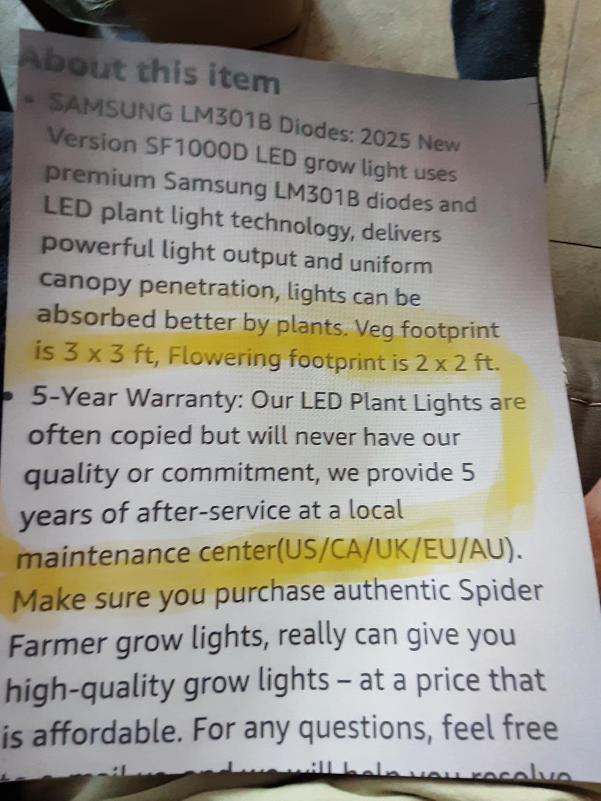 Spider Farmer SF1000D LED Grow Light, Dimmable Full Spectrum for 2x2 Tent | Upgraded Diodes & Enhanced PPFD, 100W Grow Lights for Indoor Plants Covering 3x3 Veg & 2x2 Bloom from Seedling to Harvest customer photo 1