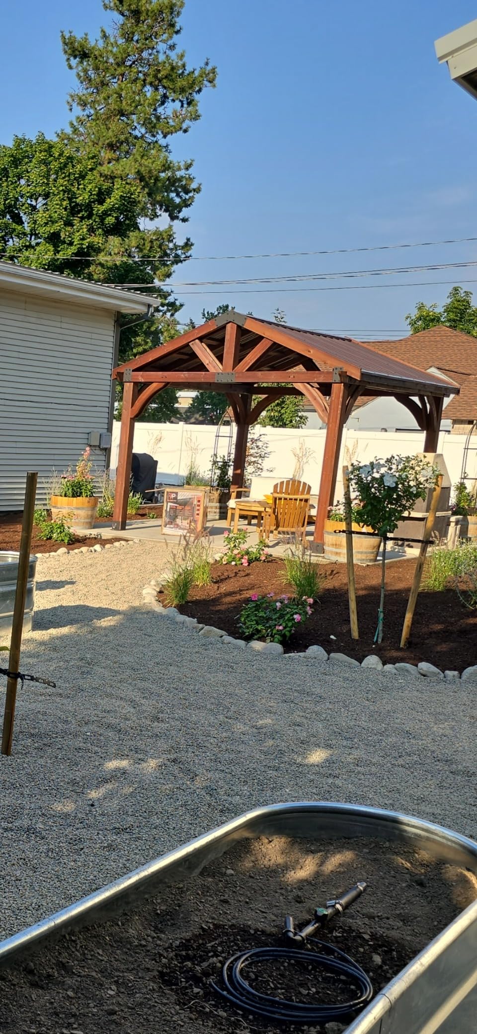 Backyard Discovery Arlington 12' x 10' Cedar Wood Outdoor Gazebo Pavilion with Hardtop Galvanized Steel Peak Roof, Snow Support, Wind Resistance, PowerPort, Shade for Garden, Patio, Deck, Entertaining customer photo 2