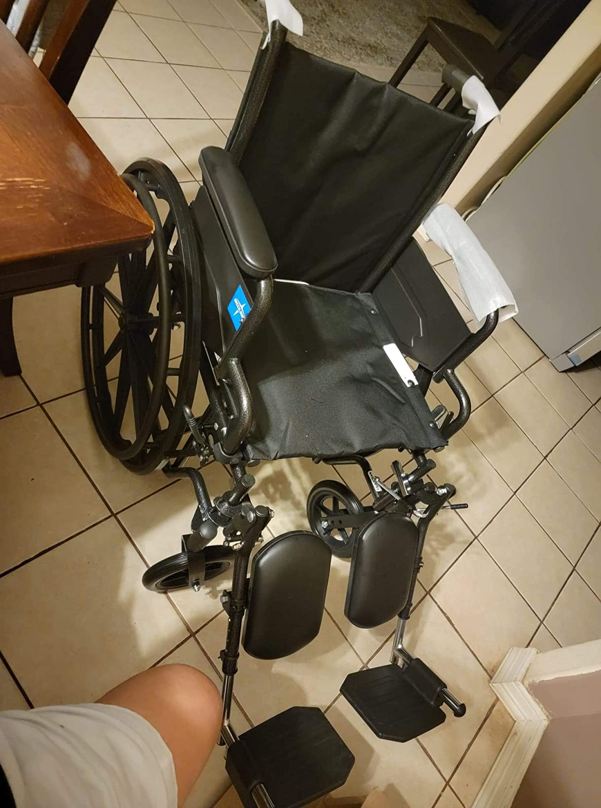 Medline Comfortable Folding Wheelchair with Swing-Back, Desk-Length Arms and Elevating Footrests, 20