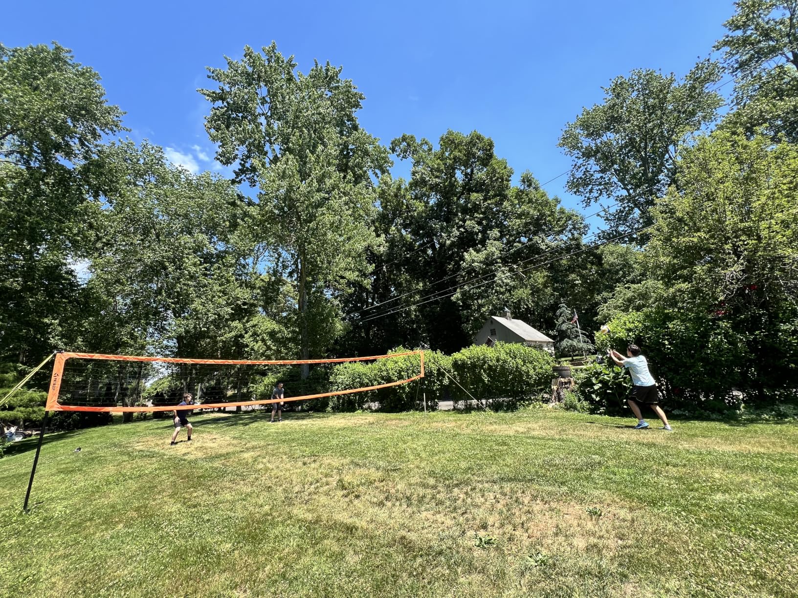Professional Heavy Duty Volleyball Net Set for Backyard & Beach, Outdoor Net System with Steel Anti-Sag Winch, 32FT Reinforced Net, Height Adjustable Rust-Resistant Aluminum Poles, Portable Carry Bag customer photo 1