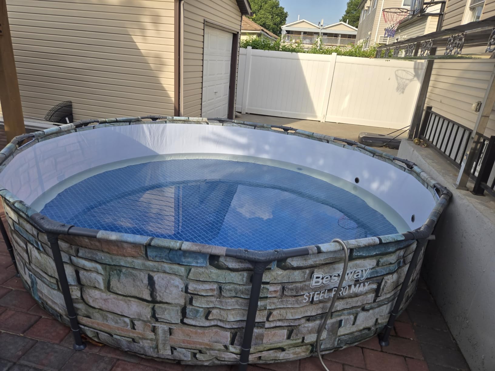 Bestway Steel Pro Max 12 Foot x 30 Inch Round Above Ground Swimming Family Pool Set Outdoor Steel Frame with Filter Pump and Filter, Stone Print customer photo 1