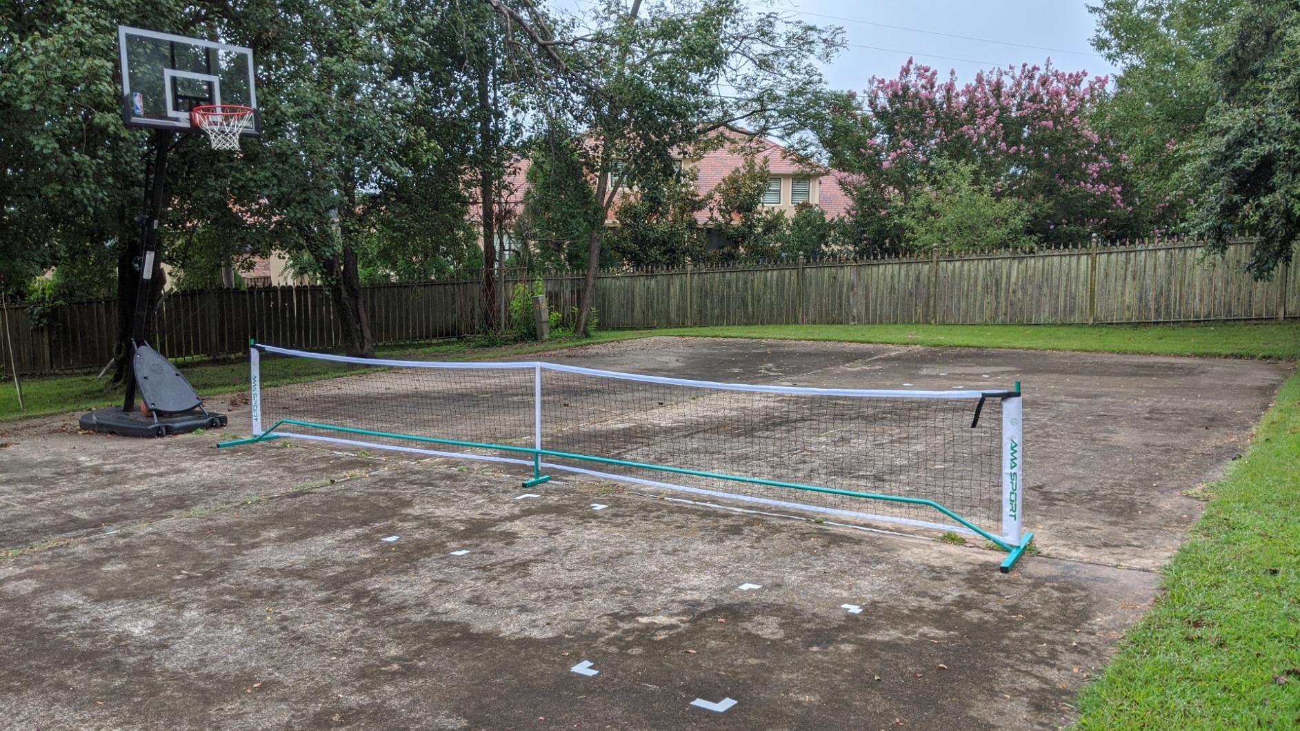 AMA SPORT Portable Pickleball Net System Regulation Size Net 22FT for Indoor and Outdoor-Designed for All Weather Conditions-Powder Coated Steel Post-600D Driveway Bag customer photo 1