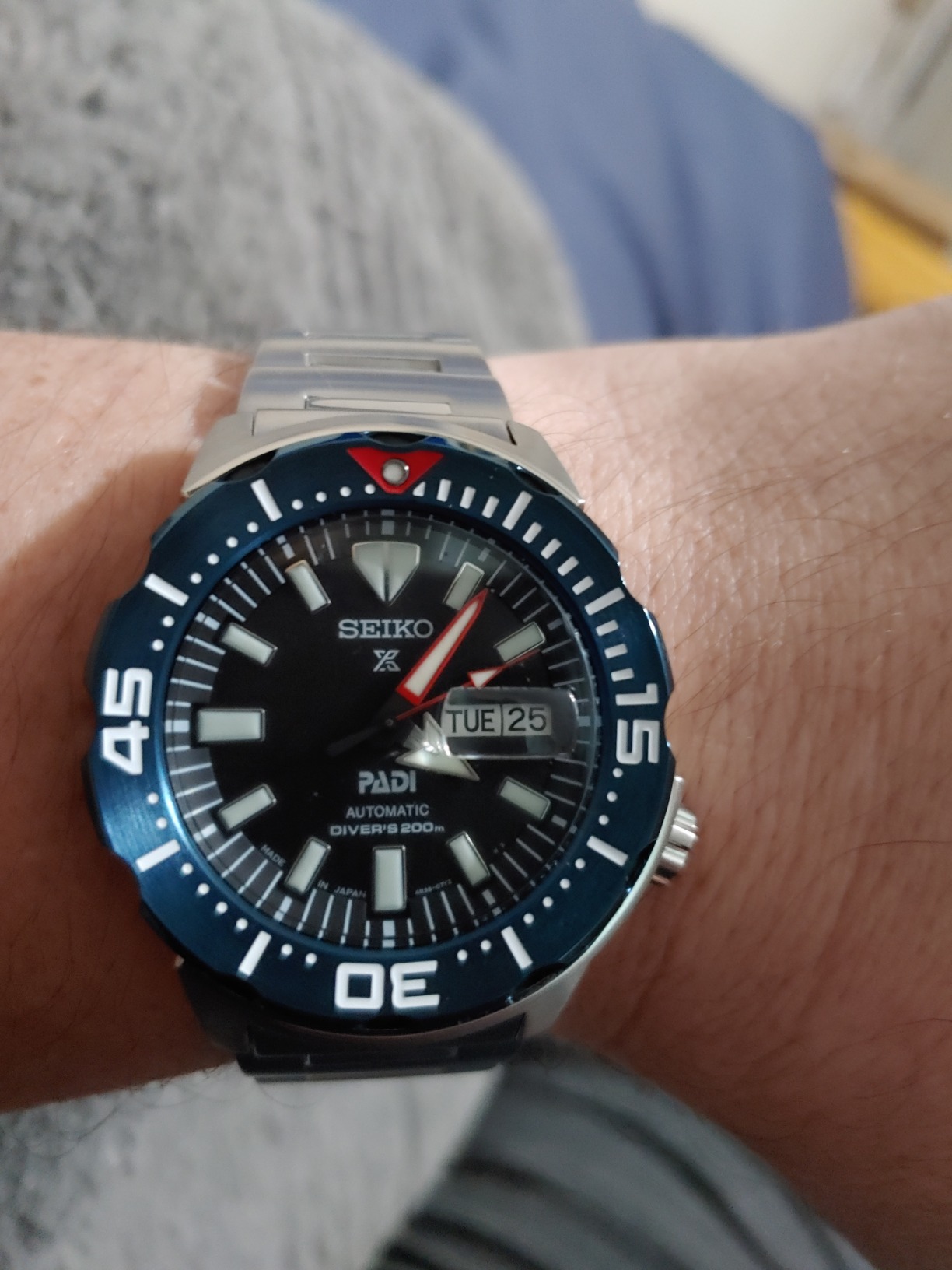 SEIKO SRPE27 Automatic Dive Watch for Men - Prospex PADI Special Edition - LumiBrite Hands, Elapsed Timing Bezel - Water Resistant 200M customer photo 1