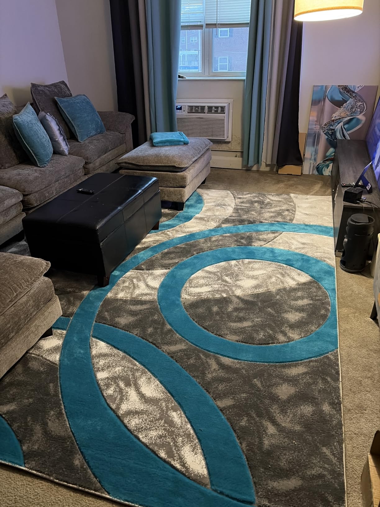 GLORY RUGS Area Rug Modern 8x10 Grey Black Circles Geometry Soft Hand Carved Contemporary Floor Carpet Fluffy Texture for Indoor Living Dining Room and Bedroom Area customer photo 2