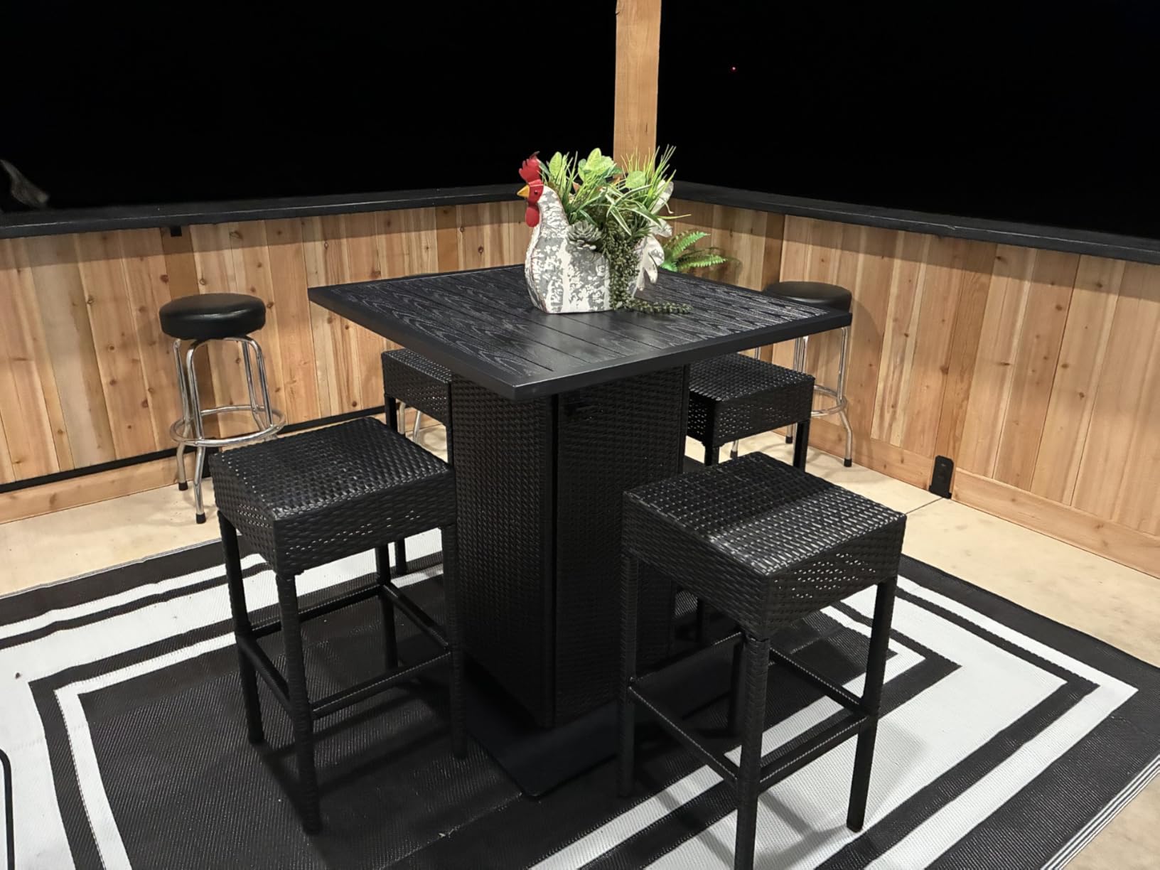 Best Choice Products 5-Piece Outdoor Wicker Bar Table Set for Patio, Poolside, Backyard w/Built-in Bottle Opener, Hidden Storage Shelf, Metal Tabletop, 4 Stools - Brown customer photo 2