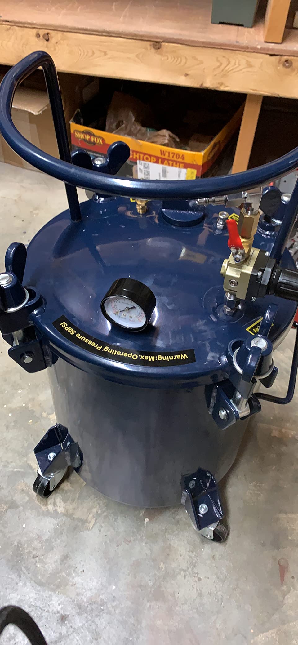 TCP Global 5 Gallon (20 Liter) Heavy Duty Steel Pressure Pot for Resin Casting with Clamp on Lid, Caster Wheels, Regulator, and Gauge - Pressure Pot for Epoxy Resin, Painting, and Autobody customer photo 2