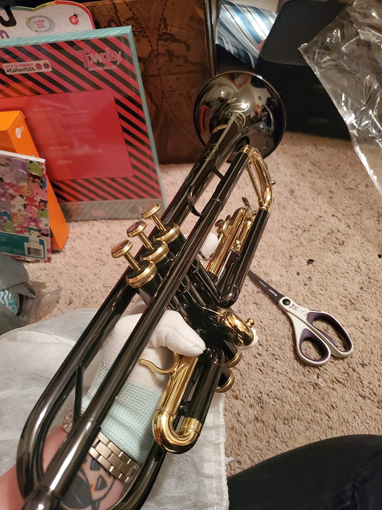 EASTROCK Bb Trumpet Standard Trumpet Set with Carrying Case,Gloves, 7C Mouthpiece, Tuning Rod, Black Nickel,Hand Carved Craft customer photo 2