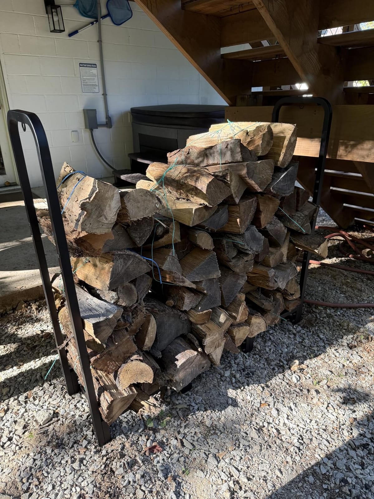 Firewood Rack Outdoor 8ft Heavy Duty Logs Holder for Indoor Fireplace Metal Wood Pile Storage Stacker Organizer, Matte Black customer photo 1