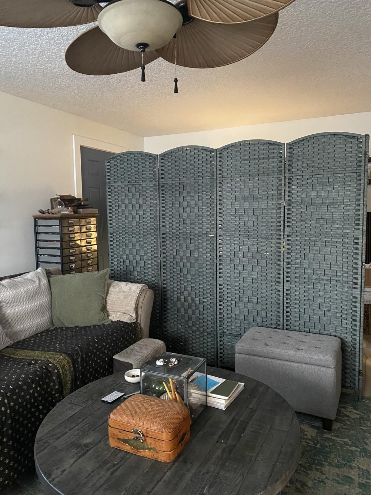 Rattan Room Divider, 4-Panel Folding Privacy Screen 6ft. Extra Wide | Room Separation,wood frame,freestanding temporary partition wall divider,portable Separator,bedroom,home office,70.9