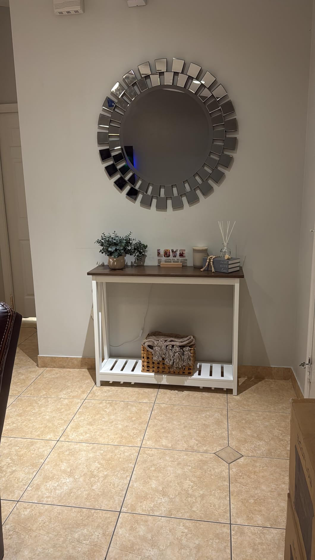 ChooChoo Farmhouse Console Table, Rustic Vintage Narrow Sofa Table for Entryway, Living Room, Hallway, 40 White customer photo 1
