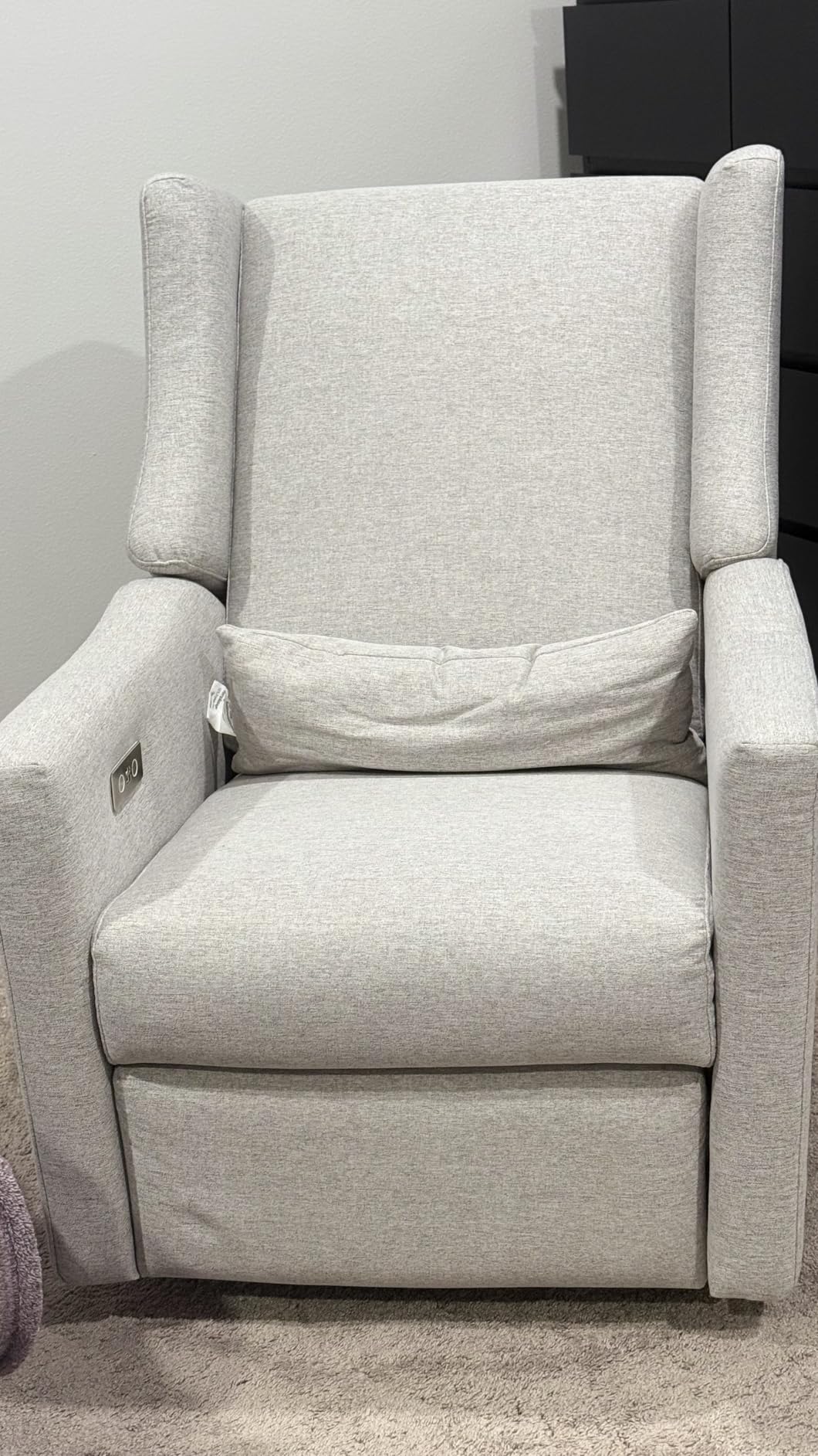 Babyletto Kiwi Electric Recliner Glider - Performance Grey Eco-Weave | GREENGUARD Gold & CertiPUR-US Certified - Water & Stain Resistant - Power Recliner Nursery Chair w/ USB Ports - 270° Swivel customer photo 1