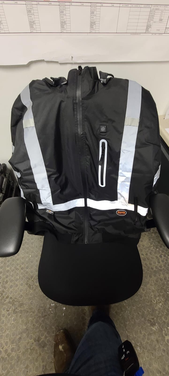 Hi Vis Waterproof Heated Safety Bomber Jacket - Winter Rain Gear for Men - Reflective Tape - Detachable Hood customer photo 2