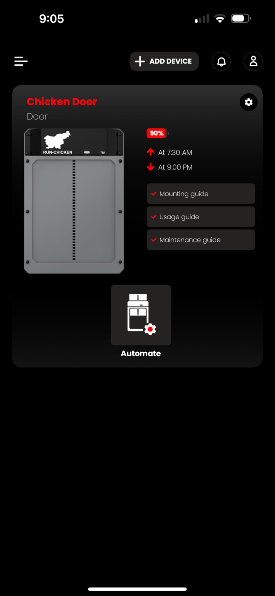 RUN-CHICKEN Door T50 - Automatic Chicken Coop Door Opener, Battery Powered & Weatherproof Aluminum, Smart App & Timer Control, Predator Proof, Easy Install, Reliable All-Season Performance (Gray) customer photo 2