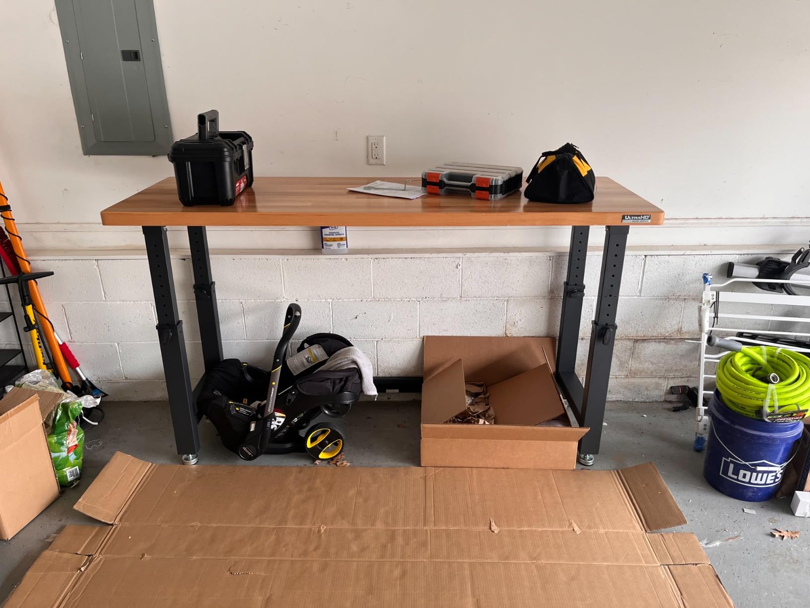 Seville Classics UltraHD Heavy Duty Workbench Table w/Solid Wood Top, 1000 lbs. Weight Capacity Workstation for Garage, Warehouse, Workshop, Granite, 72