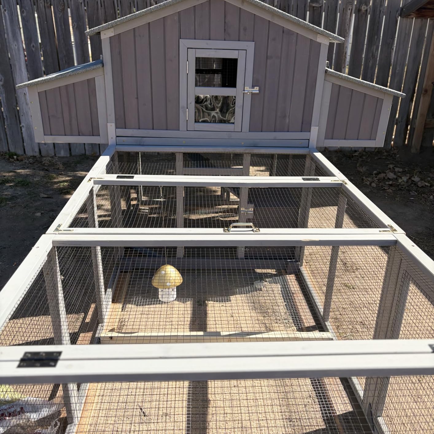 Chicken Coop for 4-6 Chickens/Ducks, Outdoor Wooden Chicken House Large Hen House Poultry Cage with Two Nesting Boxes (Grey, AIR45) customer photo 1