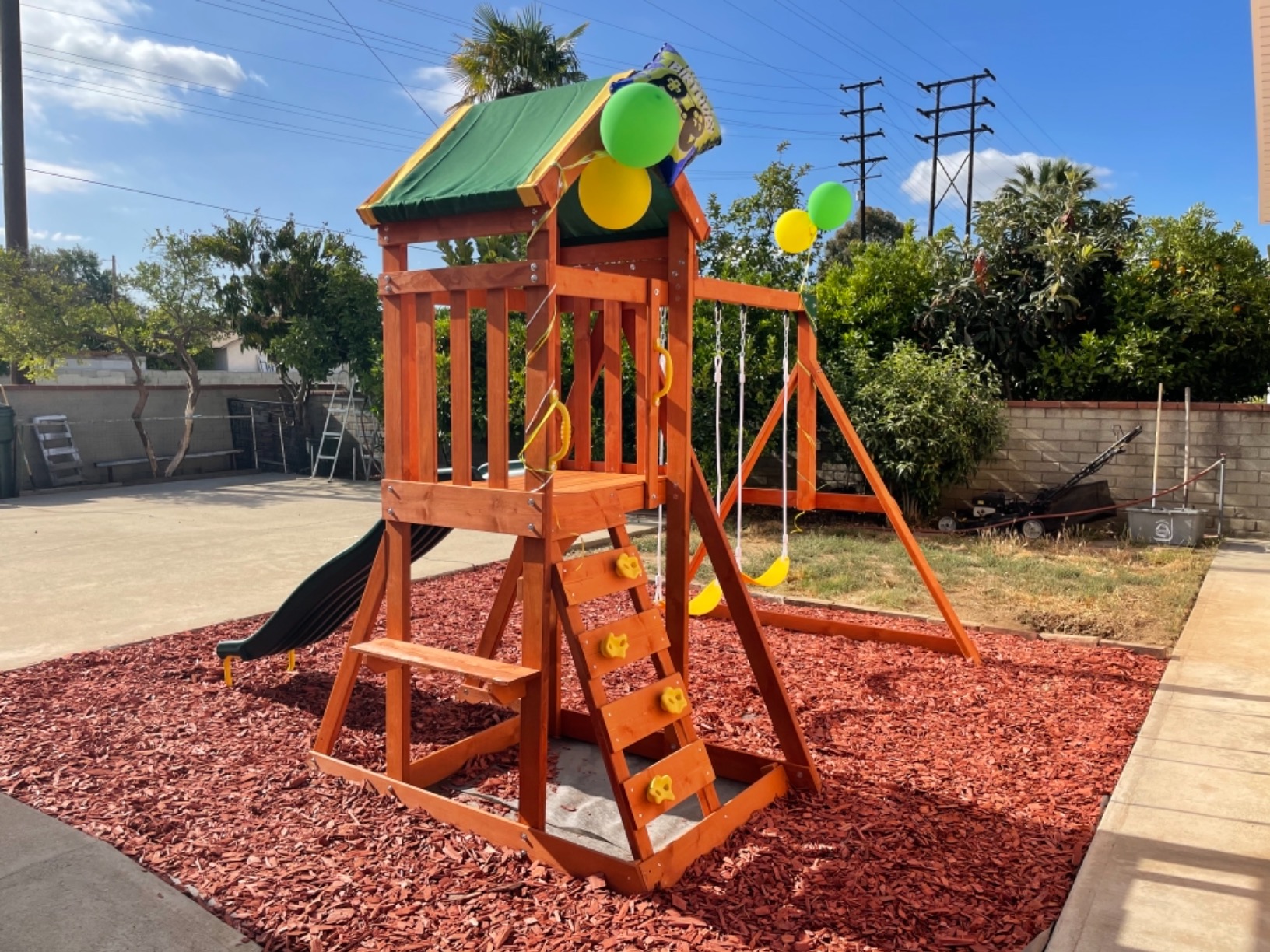 Sportspower Scottsdale Cedar Wood Swing Set: 2 Adjustable Swings, Sandbox, Rock Climber, Covered Deck, 1 Slide - Exceeds ASTM Safety Standards customer photo 1